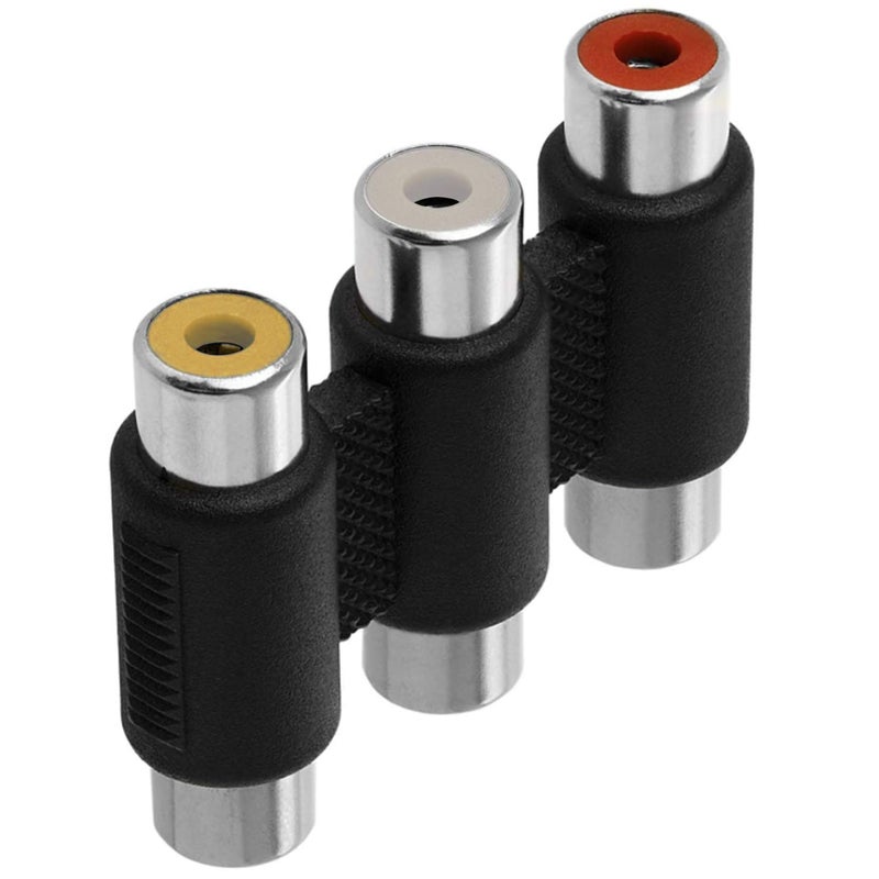 AYECEHI RCA Coupler 5 Pack Audio Video Female to Female Connector 3-RCA Jacks Adapter Jointer - White/Red/Yellow - Image 4